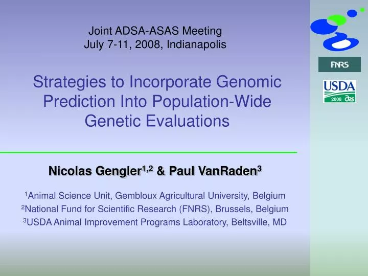strategies to incorporate genomic prediction into population wide genetic evaluations