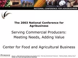 The 2003 National Conference for Agribusiness