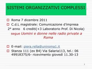 sistemi organizzativi complessi