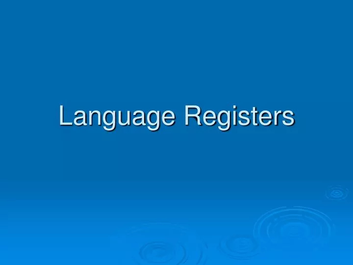 language registers