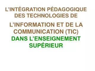 l int gration p dagogique des technologies de