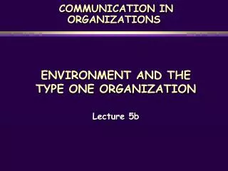 COMMUNICATION IN ORGANIZATIONS