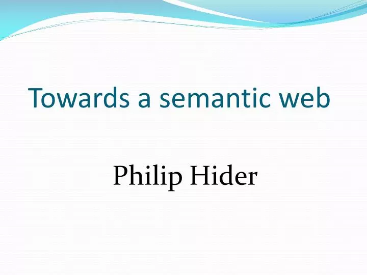 towards a semantic web