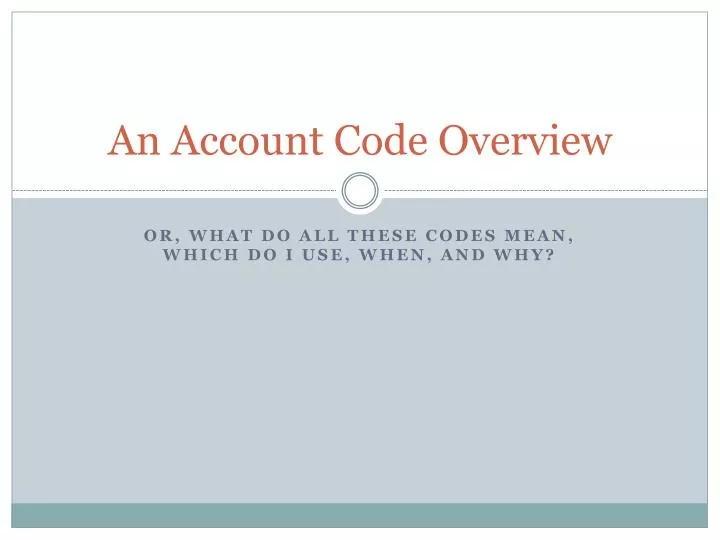 an account code overview