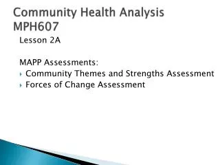 Community Health Analysis MPH607