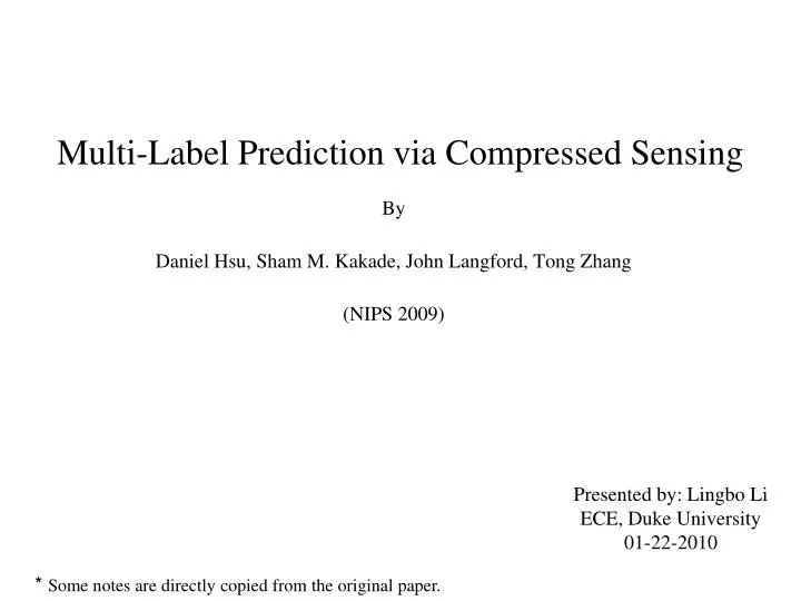 multi label prediction via compressed sensing