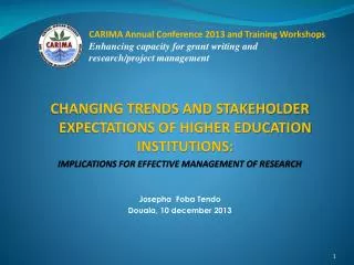 CARIMA Annual Conference 2013 and Training Workshops Enhancing capacity for grant writing and
