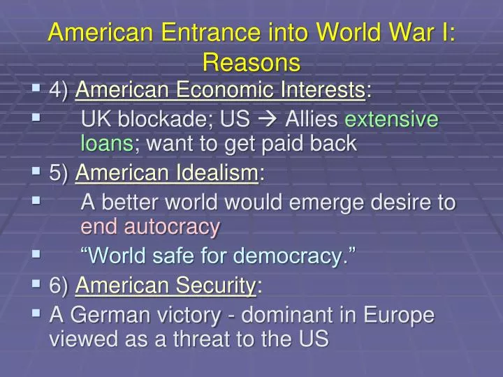 american entrance into world war i reasons