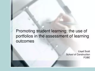Promoting student learning: the use of portfolios in the assessment of learning outcomes