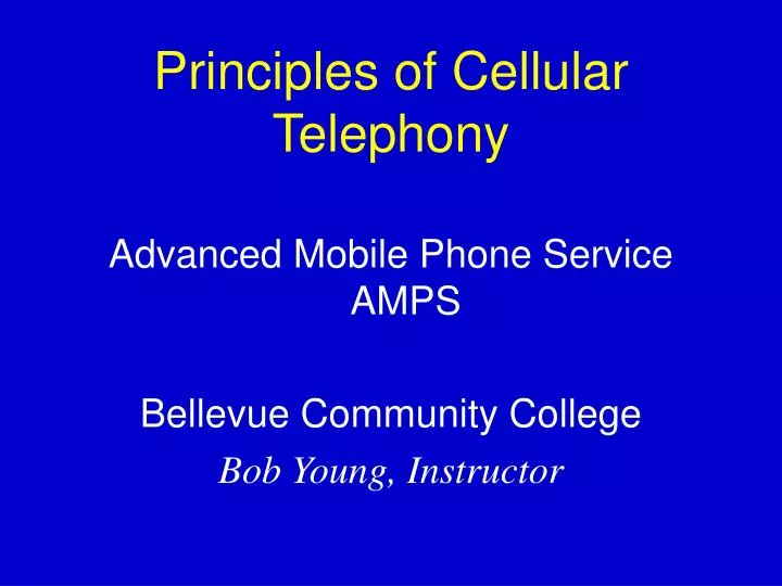 principles of cellular telephony