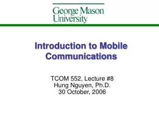 Introduction to Mobile Communications