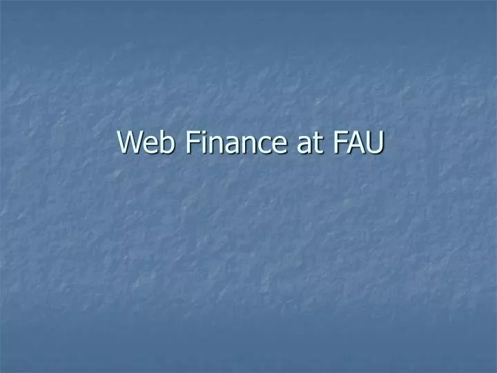 web finance at fau