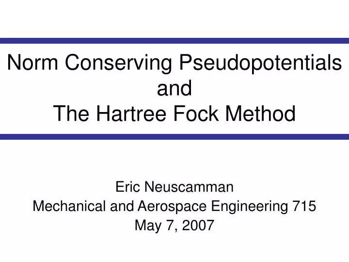 norm conserving pseudopotentials and the hartree fock method