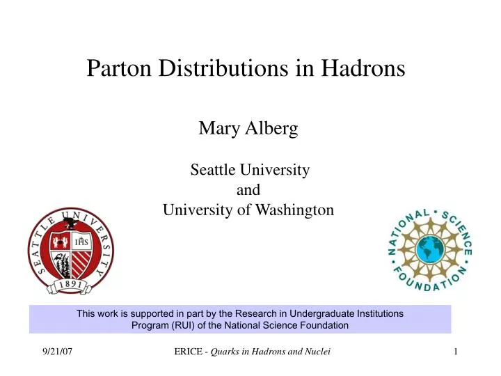 parton distributions in hadrons