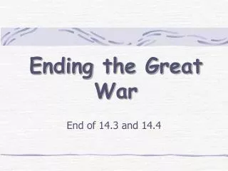 Ending the Great War