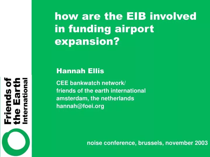 how are the eib involved in funding airport expansion
