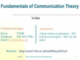 Fundamentals of Communication Theory