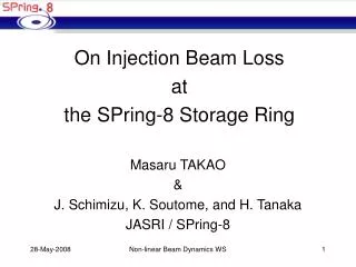 On Injection Beam Loss at the SPring-8 Storage Ring