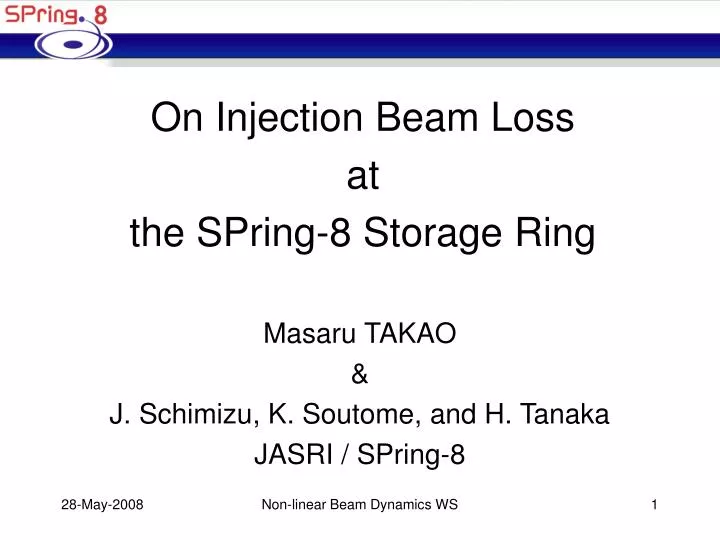 on injection beam loss at the spring 8 storage ring
