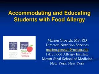 Accommodating and Educating Students with Food Allergy