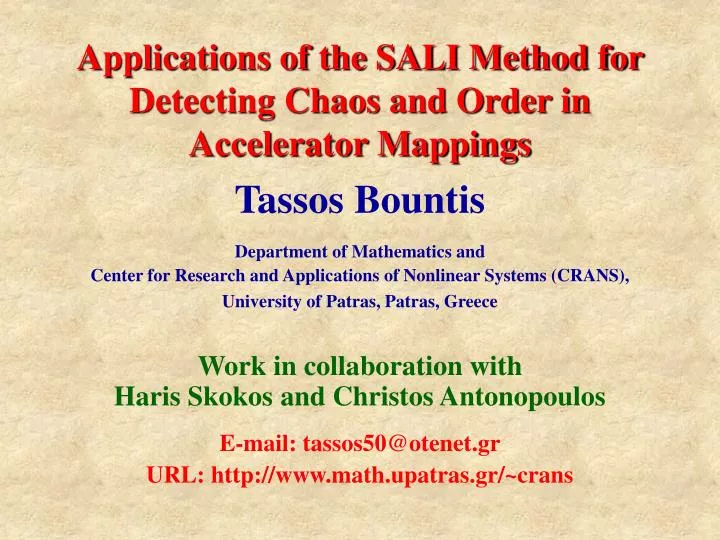 applications of the sali method for detecting chaos and order in accelerator mappings