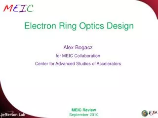 Electron Ring Optics Design