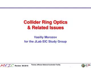 Collider Ring Optics &amp; Related Issues