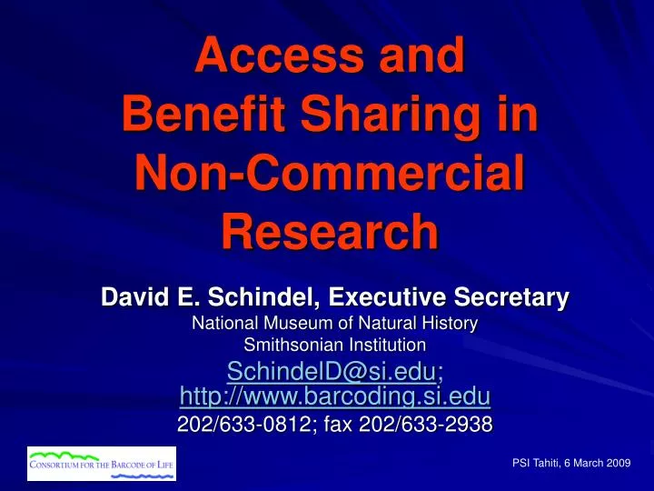 access and benefit sharing in non commercial research