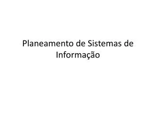 planeamento de sistemas de informa o
