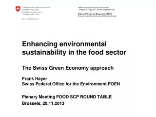 Plenary Meeting FOOD SCP ROUND TABLE Brussels, 20.11.2013