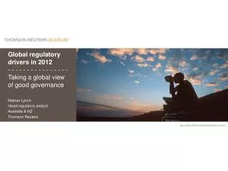 Nathan Lynch Head regulatory analyst Australia &amp; NZ Thomson Reuters