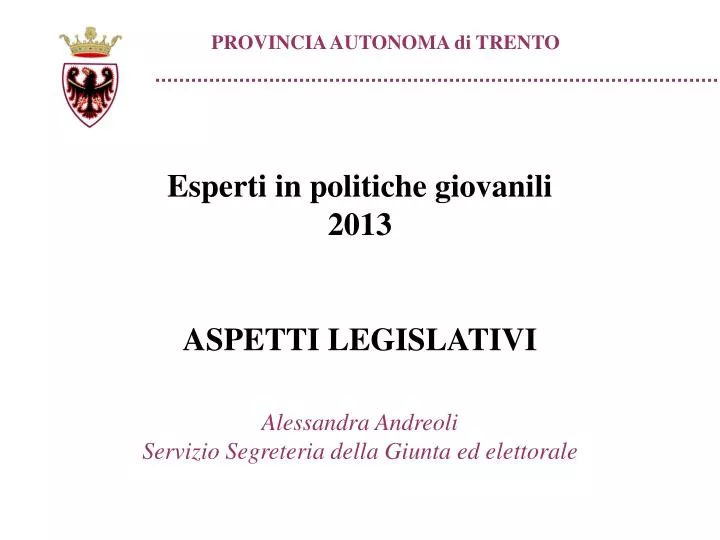 esperti in politiche giovanili 2013 aspetti legislativi
