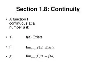 Section 1.8: Continuity