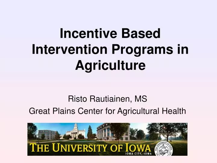 incentive based intervention programs in agriculture