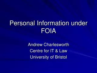 Personal Information under FOIA