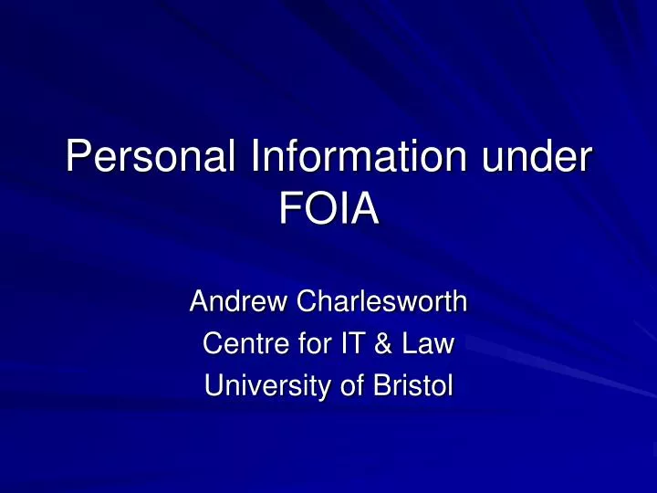 personal information under foia