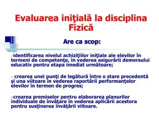 evaluarea ini ial la disciplina fizic