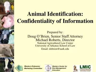 Animal Identification: Confidentiality of Information