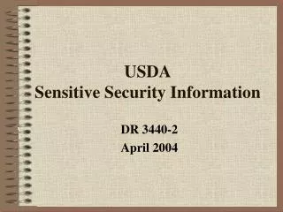 USDA Sensitive Security Information