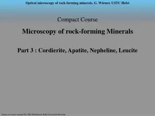 Compact Course Microscopy of rock-forming Minerals