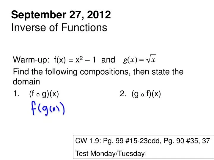 september 27 2012 inverse of functions
