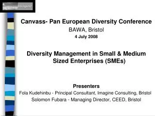 Canvass- Pan European Diversity Conference BAWA, Bristol 4 July 2008