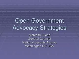 Open Government Advocacy Strategies