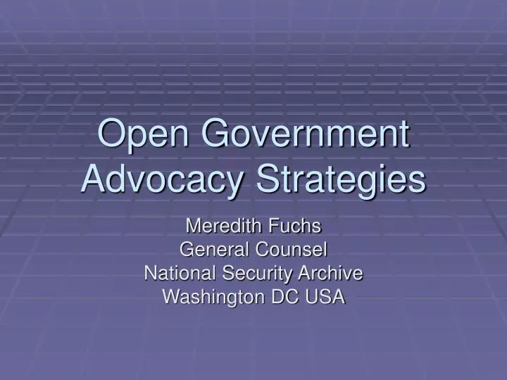 open government advocacy strategies