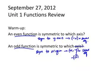 September 27, 2012 Unit 1 Functions Review