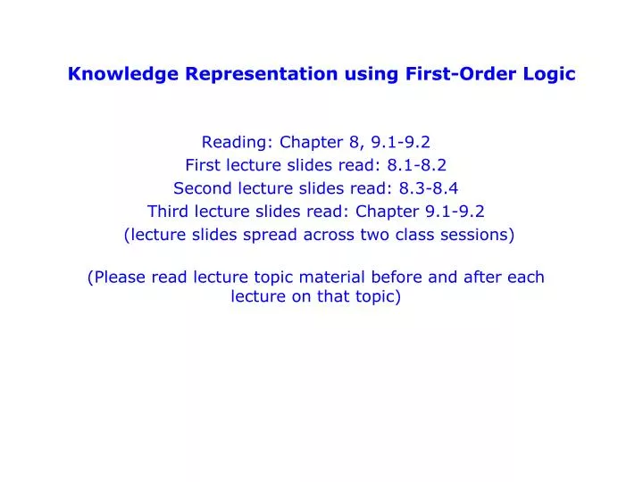 knowledge representation using first order logic