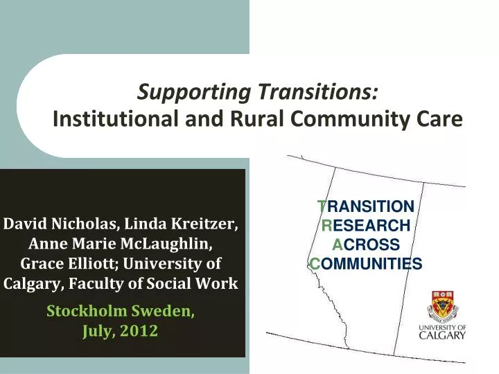 supporting transitions institutional and rural community care