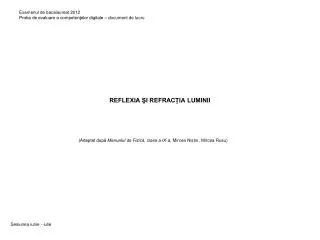 reflexia i refrac ia luminii