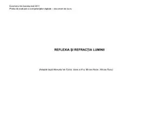 reflexia i refrac ia luminii