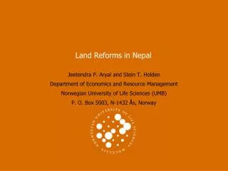 Land Reforms in Nepal